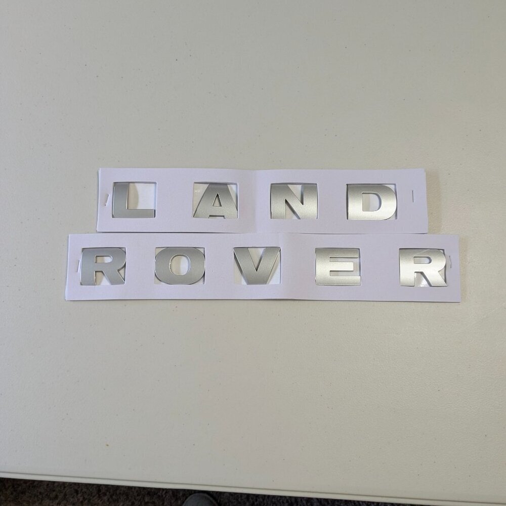 OEM Silver "Land Rover" hood letters, 40mm